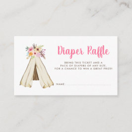 Boho Bloemen Tribal Teepee Luier Raffle Ticket Informatiekaartje