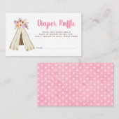 Boho Bloemen Tribal Teepee Luier Raffle Ticket Informatiekaartje (Voorkant / Achterkant)