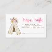 Boho Bloemen Tribal Teepee Luier Raffle Ticket Informatiekaartje (Voorkant)