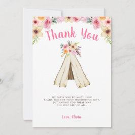 Boho Bloemen Tribal Teepee Verjaardag Bedankkaart