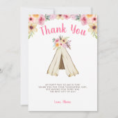 Boho Bloemen Tribal Teepee Verjaardag Bedankkaart (Voorkant)