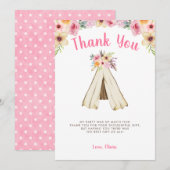 Boho Bloemen Tribal Teepee Verjaardag Bedankkaart (Voorkant / Achterkant)