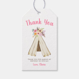 Boho Bloemen Tribal Teepee Wild Een 1e Verjaardag Cadeaulabel