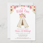 Boho Bloemen Tribal Teepee Wild Een 1e Verjaardag Kaart (Voorkant)