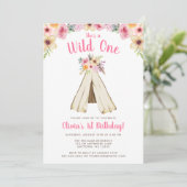 Boho Bloemen Tribal Teepee Wild Een 1e Verjaardag Kaart (Staand voorkant)