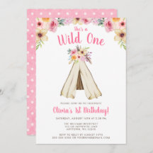 Boho Bloemen Tribal Teepee Wild Een 1e Verjaardag