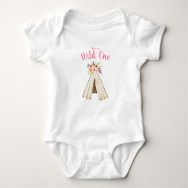 Boho Bloemen Tribal Teepee Wild Een 1e Verjaardag Romper