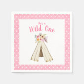 Boho Bloemen Tribal Teepee Wild Een 1e Verjaardag Servetten (Voorkant)