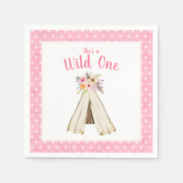 Boho Bloemen Tribal Teepee Wild Een 1e Verjaardag Servetten
