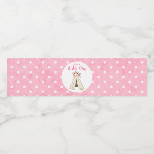 Boho Bloemen Tribal Teepee Wild Een 1e Verjaardag Waterfles Etiket (Enkel label)