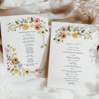 Boho Bloemen Trouwceremonie Programma