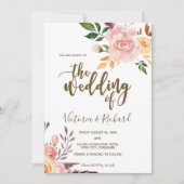 Boho Bloemen Veer Moderne bruiloft uitnodiging (Voorkant)