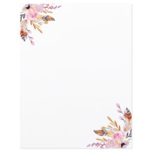 Boho bloemen veer wit roze pagina