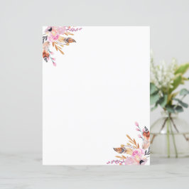 Boho bloemen veer wit roze pagina