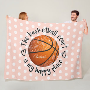 boho bloemen veren basketbalveld gelukkige plek fleece deken