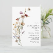 Boho bloemen verjaardagsuitnodiging kaart (Staand voorkant)