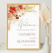 Boho Bloemen Verlovingsfeest Welkomstbord Poster