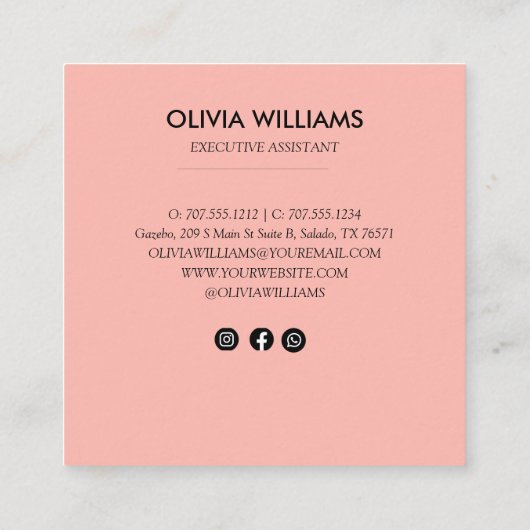 Boho Bloemen Vierkant Visitekaartje (Achterkant)