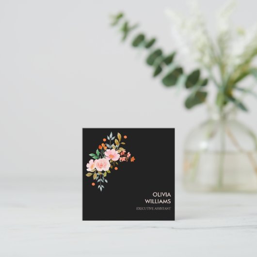 Boho Bloemen Vierkant Visitekaartje (Staand voorkant)