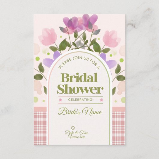 Boho Bloemen- & Vlinder Bruidsfeest Uitnodiging (Voorkant)