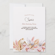 Boho bloemen volwassene verjaardagsuitnodiging
