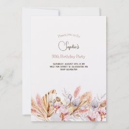 Boho bloemen volwassene verjaardagsuitnodiging kaart