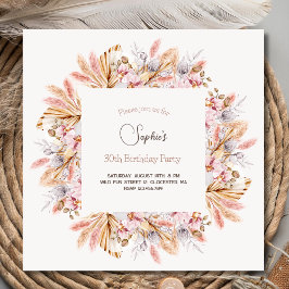 Boho bloemen volwassene verjaardagsuitnodiging kaart
