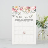 Boho Bloemen Vrijgezellenfeest Bruids Bingo (Staand voorkant)