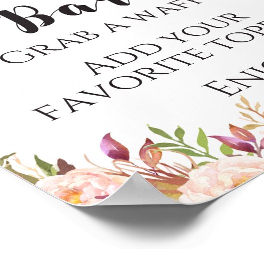 Boho bloemen Wafflebar Bord Poster (Hoek)