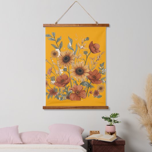 Boho Bloemen Wandtapijt – Zonnebloemen Hangend Wandkleed (Slaapkamer)
