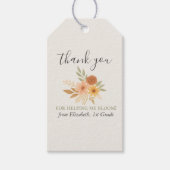 Boho Bloemen Waterverf Docent Dank u Cadeaulabel (Voorkant)