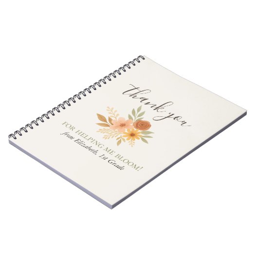 Boho Bloemen Waterverf Docent Dank u Notitieboek (Linkerzijde)