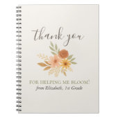Boho Bloemen Waterverf Docent Dank u Notitieboek (Voorkant)