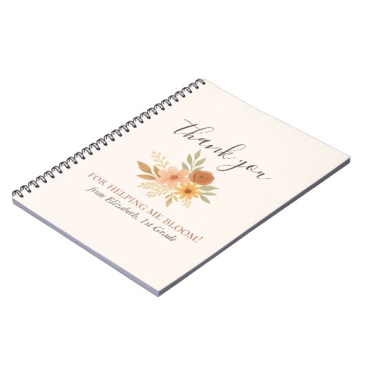 Boho Bloemen Waterverf Docent Dank u Notitieboek (Linkerzijde)