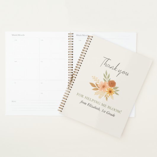 Boho Bloemen Waterverf Docent Dank u Planner (Display)