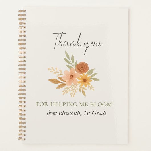 Boho Bloemen Waterverf Docent Dank u Planner (Voorkant)