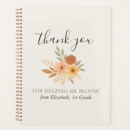 Boho Bloemen Waterverf Docent Dank u Planner (Voorkant)