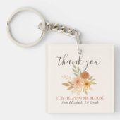 Boho Bloemen Waterverf Docent Dank u Sleutelhanger (voorkant)