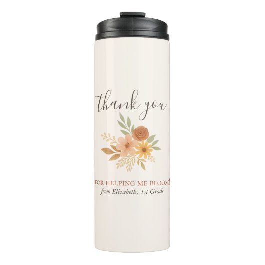 Boho Bloemen Waterverf Docent Dank u Thermosbeker (Voorkant)