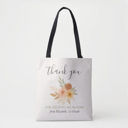 Boho Bloemen Waterverf Docent Dank u Tote Bag (Voorkant)