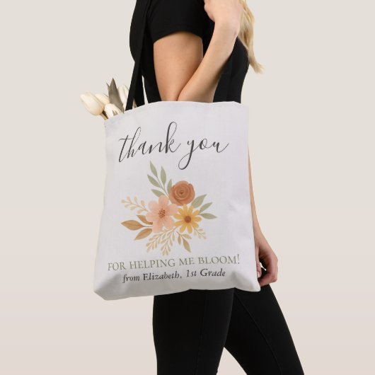 Boho Bloemen Waterverf Docent Dank u Tote Bag (Dichtbij)