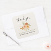 Boho Bloemen Waterverf Docent Dank u Vierkante Sticker (Envelop)