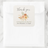 Boho Bloemen Waterverf Docent Dank u Vierkante Sticker (Tas)