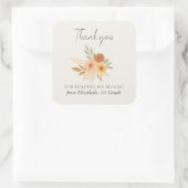 Boho Bloemen Waterverf Docent Dank u Vierkante Sticker (Tas)