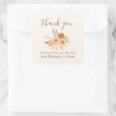 Boho Bloemen Waterverf Docent Dank u Vierkante Sticker (Tas)