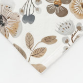 Boho Bloemen Waterverf Grijs Bruin Neutrale kleur Fleece Deken (Hoek)