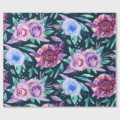 Boho bloemen waterverf. Paarse bloemmotief Cadeaupapier (Vlak)