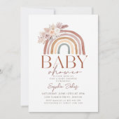 Boho Bloemen Waterverf Regenboog Baby shower Kaart (Voorkant)