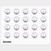 Boho Bloemen Waterverf Rode rozen | Monogram Ronde Sticker (Vel)