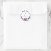 Boho Bloemen Waterverf Rode rozen | Monogram Ronde Sticker (Tas)